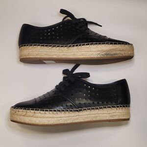 Nine West Gigantico Black  Perforated Stars Espadrilles Lace Up shoes